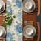 Blue Hydrangea Eucalyptus Table Runner Coastal Farmhouse Linen Dining Decor 3