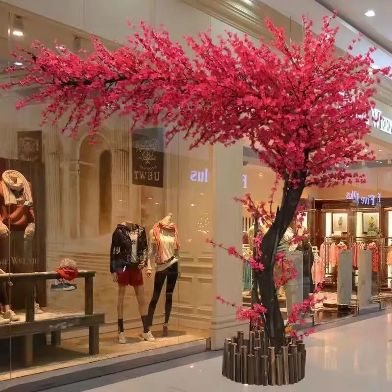 Grande Artificial Living Trees Silk Peach Cherry Maple Exhibition Decor For Luxury Interiors 8