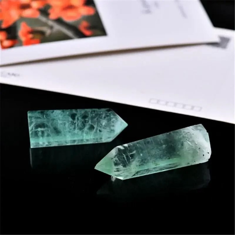 Natural Green Fluorite Crystal Wand Polished Quartz Healing Stone Obelisk Room Decor 3