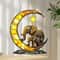 Elephant Family Crescent Moon Suncatcher StainedGlass Style Window Pendant Garden Accent 6