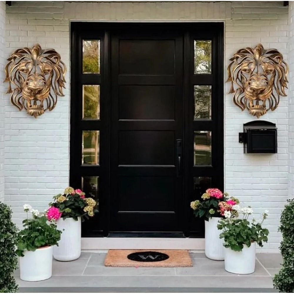 Majestic 28cm Golden Lion Head Wall Sculpture Luxury Resin King Of The Jungle Art Decor For Living 5