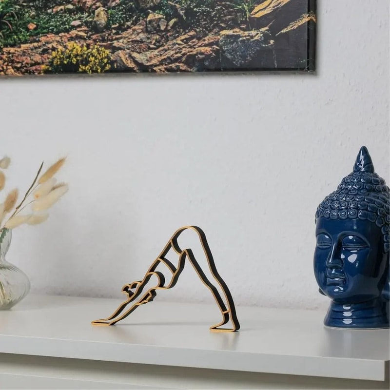 Minimalist Yoga Silhouette Sculpture Downward Dog Metal Art For Home Studio Wellness Decor 1