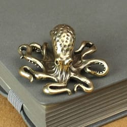 retro brass octopus miniature | solid copper sea animal figurine & desktop tea pet craft