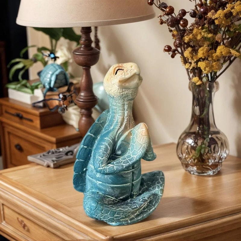 Artisanal Meditation Turtle Statue Zen Resin Sculpture For Indoor Outdoor Garden Sanctuary 4