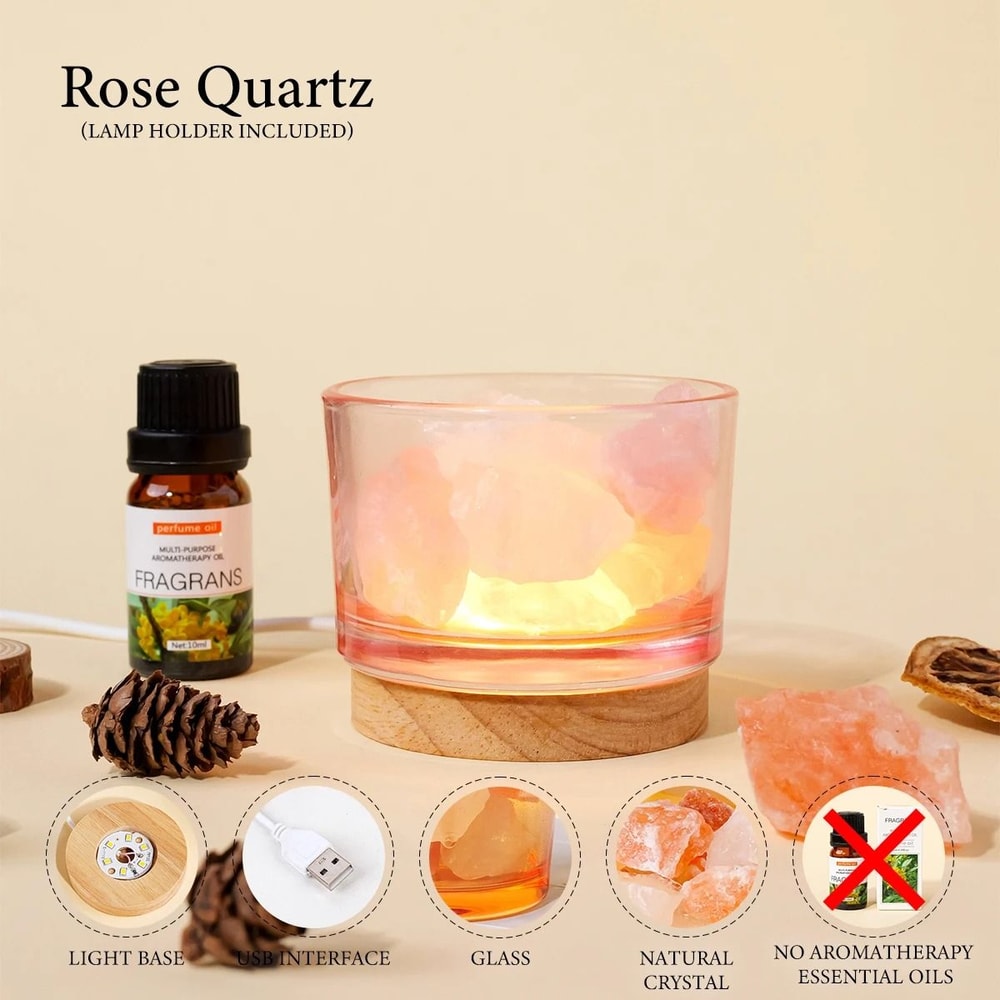 Natural Crystal Raw Stone Aromatherapy Lamp Rose Quartz Healing Mineral Light For Home Wellness D 6