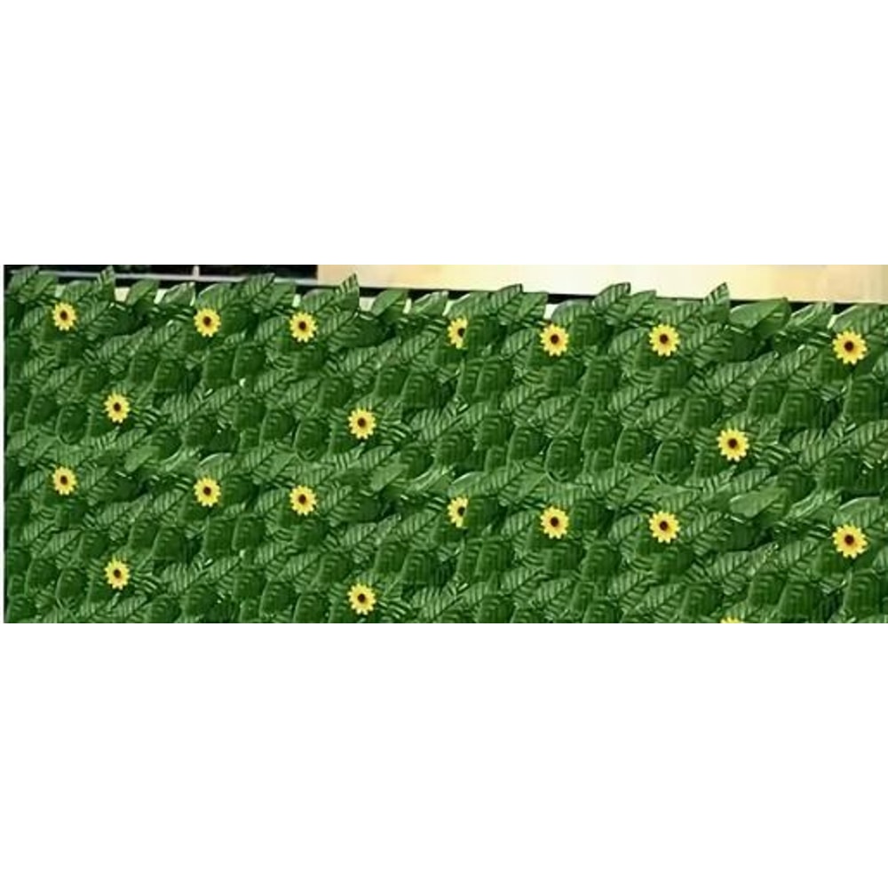 SunKissed Ivy Privacy Fence Screen 1m X 3m Sunflower Faux Grass Wall Panel For Outdoor Balcony G 8