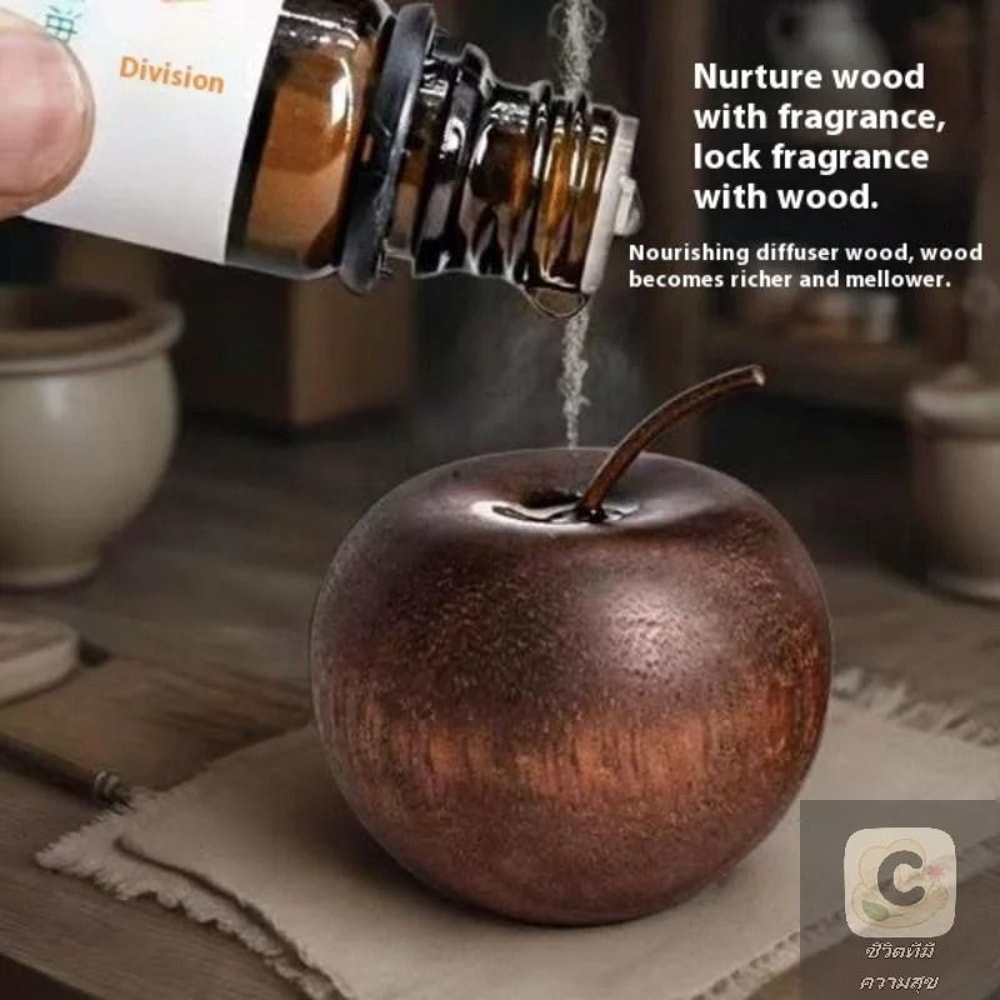 HUA HUA HandCarved Wooden Apple Diffuser Natural Rosewood Essential Oil Passive Diffuser For Home 2