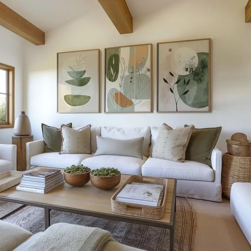 Minimalist Earthy Botanical Canvas Trio 3Piece Bohemian Flower Wall Art For Modern Living Room Ho 1