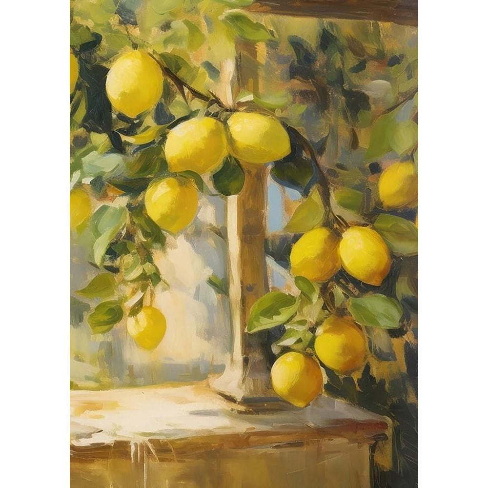 Mediterranean Lemon Garden Canvas Art Retro Olive Tree Botanical Print For Summer Kitchen Modern 11