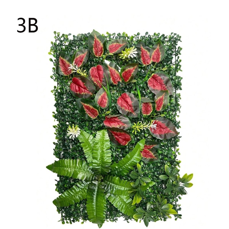 Botanical Fusion Artificial Grass Wall 3D Greenery Backdrop With Ferns Flowers For Indoor Home De 9
