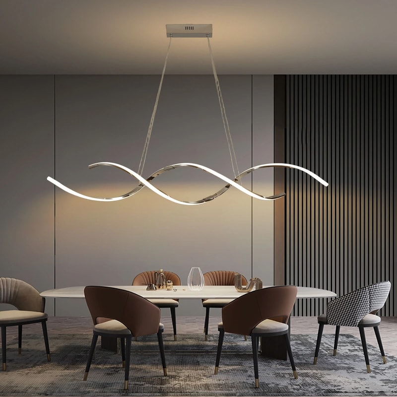 Modern Linear LED Chandelier Minimalist Dining Room Pendant Lamp For Kitchen Luxury Home Decorati 4