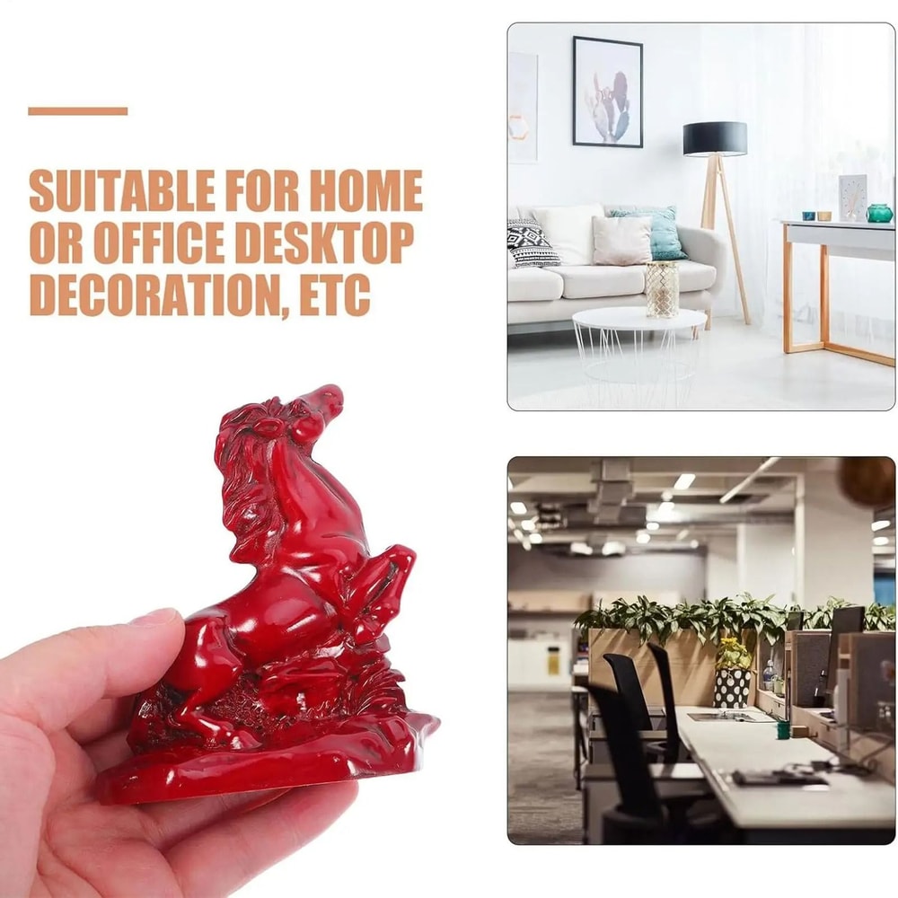 2026 Chinese Red Horse Statue Resin Success Figurine For Feng Shui Wealth Luxury Office Desk Deco 4