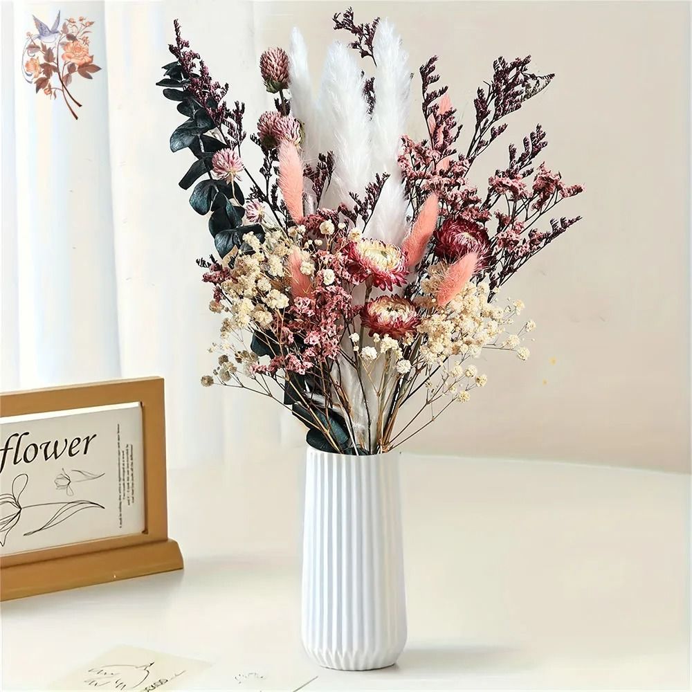 Preserved Helichrysum Eucalyptus Bouquet Colorful Boho Floral Centerpiece With Pampas Grass For W 1