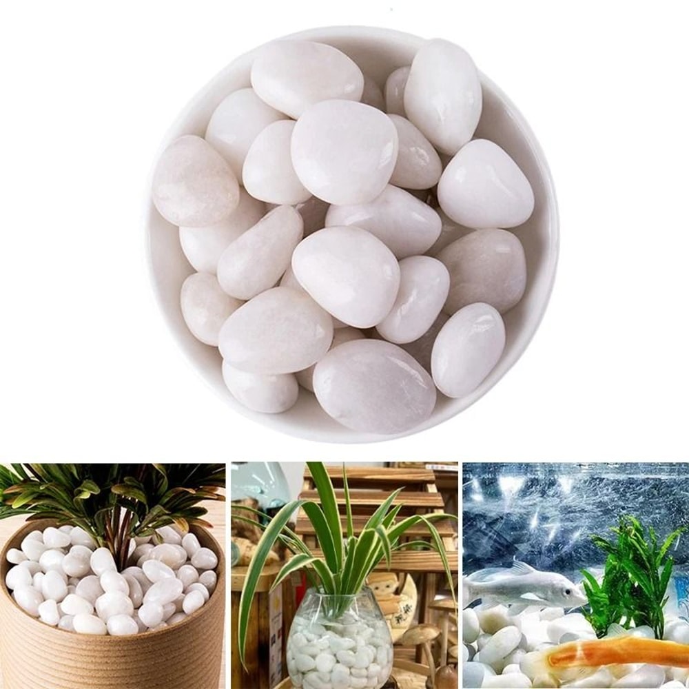 Premium White Polished Natural Pebbles HighGloss Decorative Stone For Landscaping Fish Tanks Pott 0