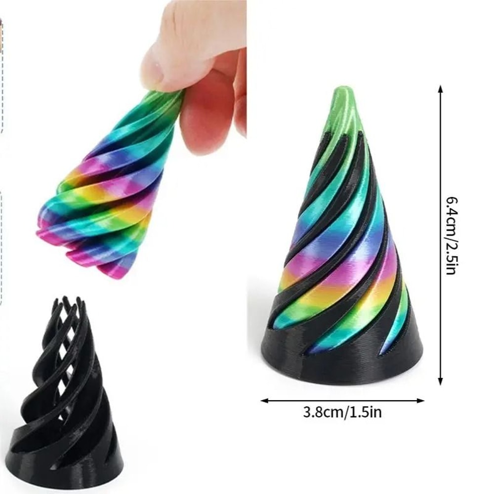 Impossible Spiral Pyramid Bunny Fidget Toy 3D Printed Rotating Kinetic Sculpture For Stress Relie 0