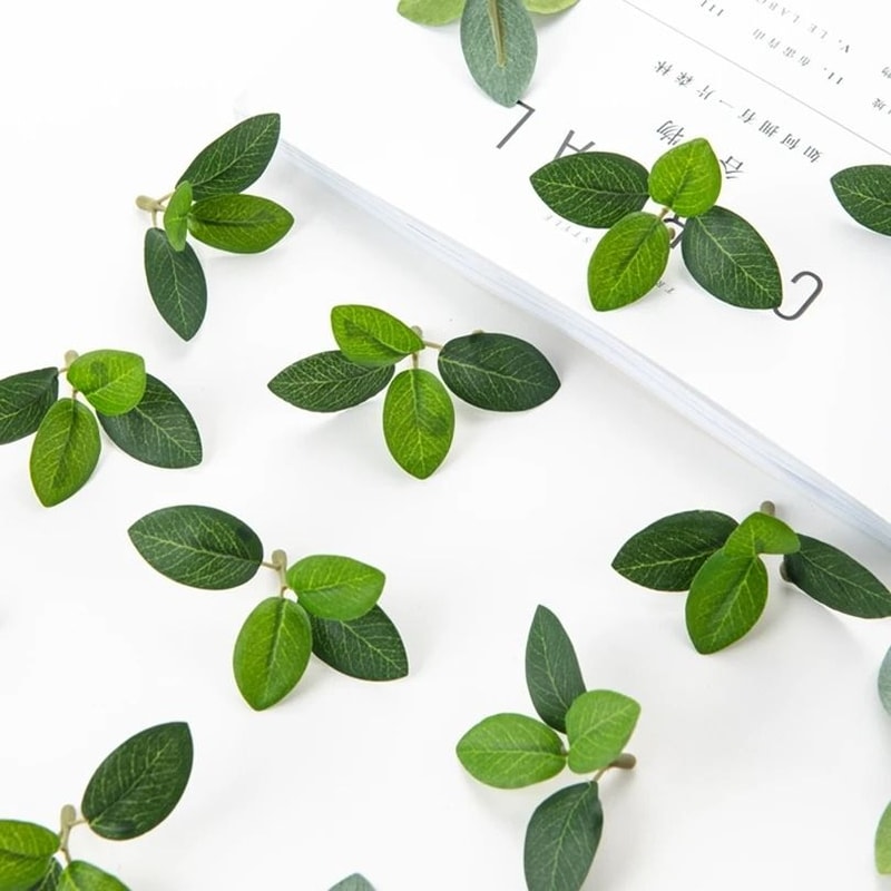 50Pcs Artificial Green Silk Tea Leaves Realistic Foliage For Wedding Bouquets DIY Wreaths Holiday 1