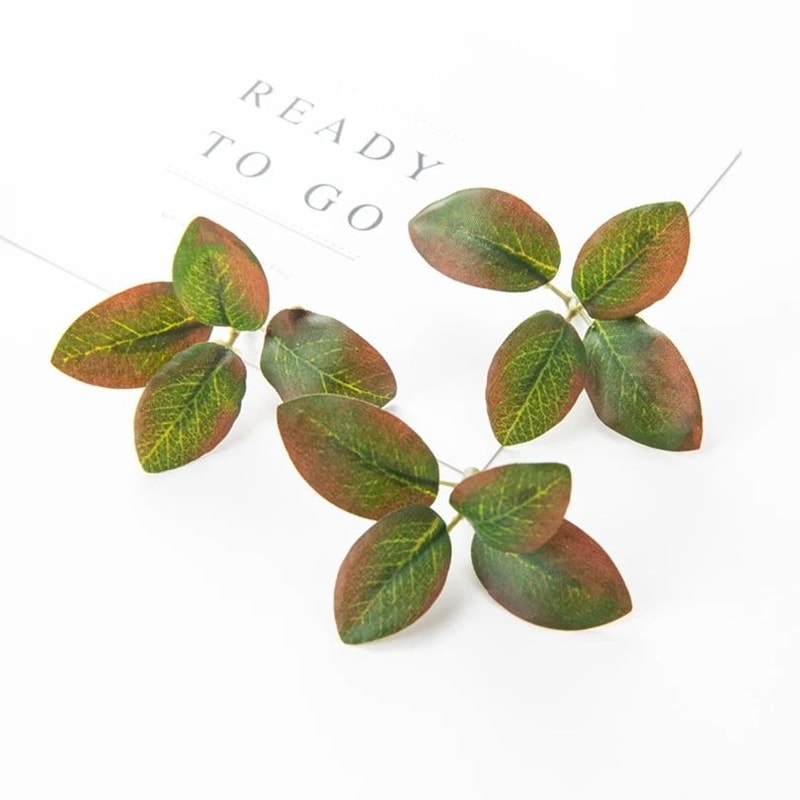 50Pcs Artificial Green Silk Tea Leaves Realistic Foliage For Wedding Bouquets DIY Wreaths Holiday 6