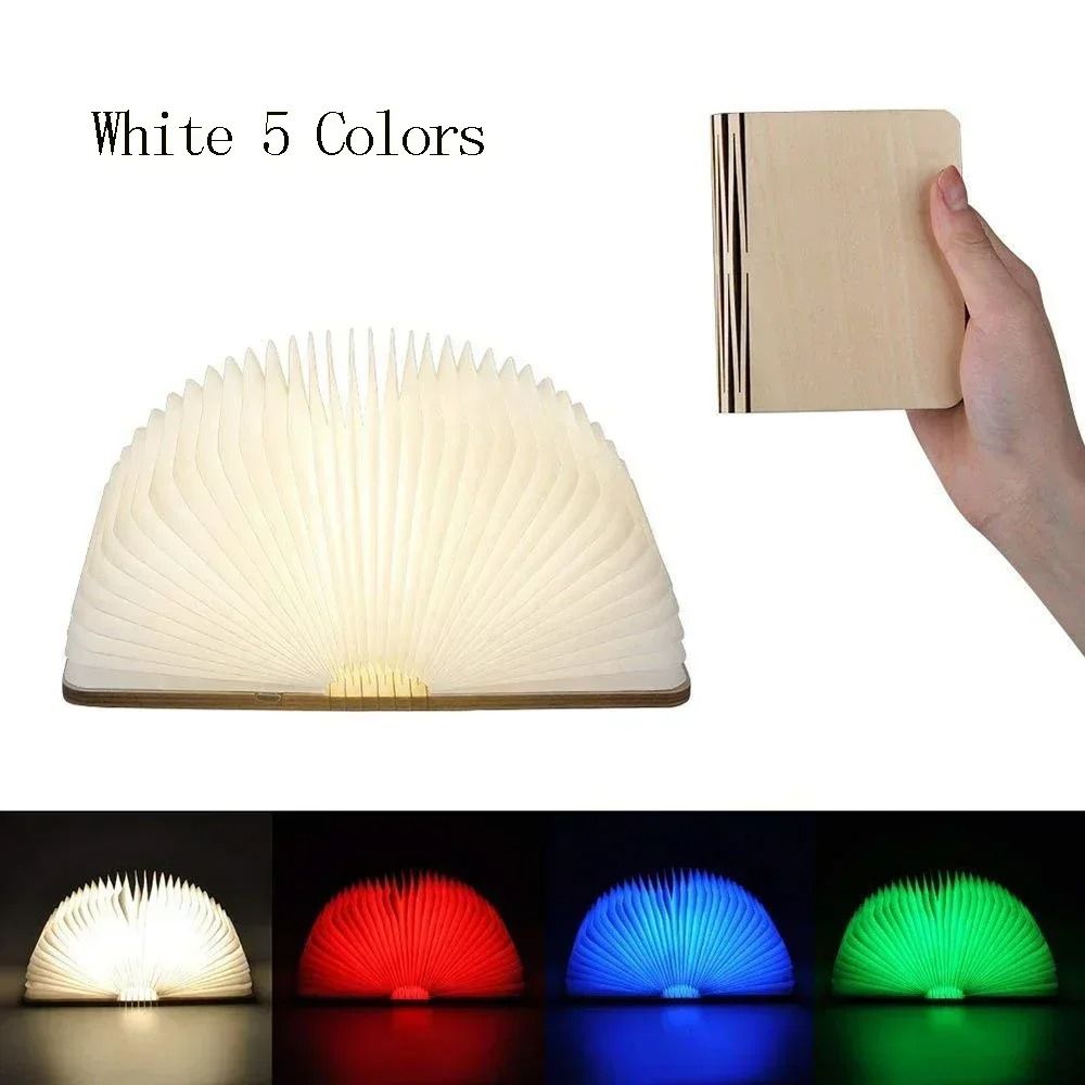 3D Folding Creative LED Book Light MultiColor RGB Wooden Night Light For Bedroom Desk Kids Birthd 6