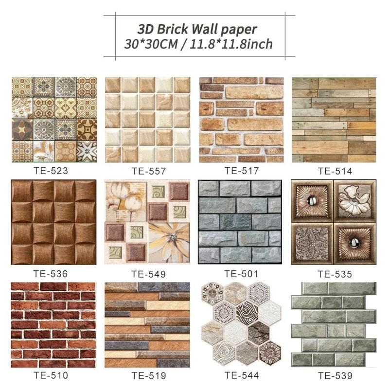 15Pcs Waterproof PVC Brick Wall Stickers Modern SelfAdhesive Wallpaper For TV Wall Kitchen Kids R 1