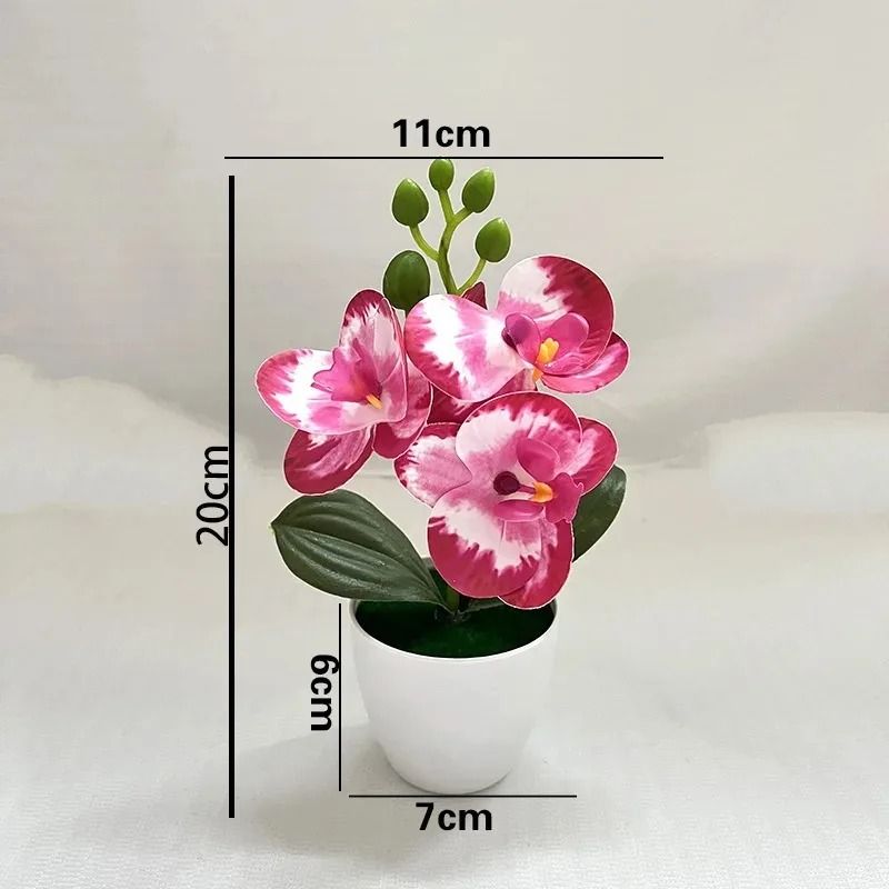 20cm Mini Artificial Orchid Bonsai Vibrant Simulation Potted Plant For Desktop Kitchen Bathroom T 5
