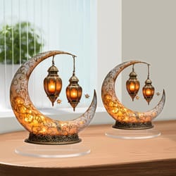 celestial moon & star desktop ornament | 2d acrylic lantern decoration for home, office & studio decor