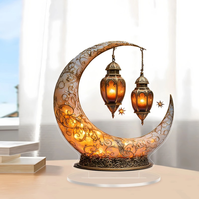 Celestial Moon Star Desktop Ornament 2D Acrylic Lantern Decoration For Home Office Studio Decor 2