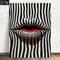 Abstract Striped Lip Canvas Wall Art Modern Retro Black White Print For Chic Home Office Decor 0