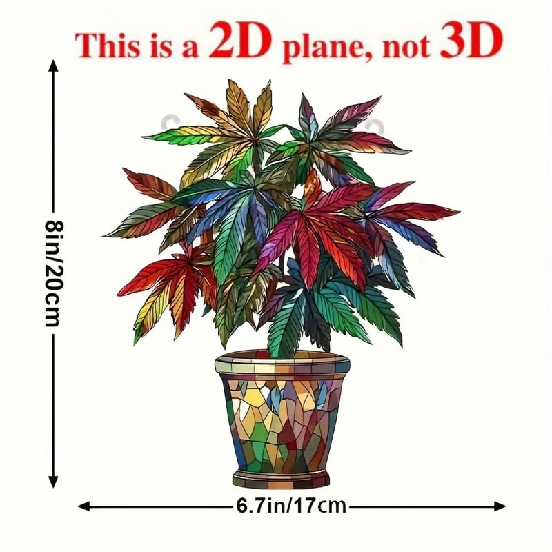 2D Acrylic Suspended Plant Suncatcher Faux Potted Basket Light Collector For Window Porch Garden 6