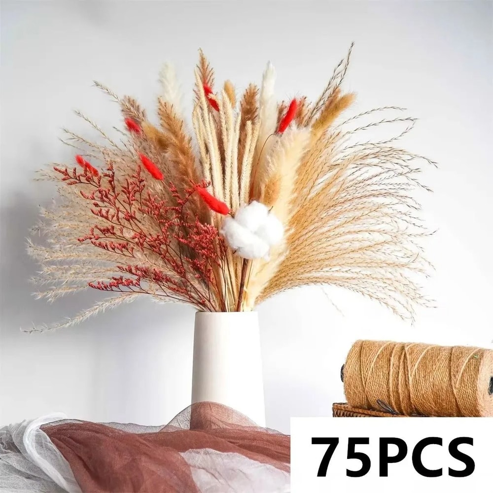 Pink White Dried Flower Bouquet Natural Pampas Gypsophila Wedding Centerpiece Nordic Boho Home 11