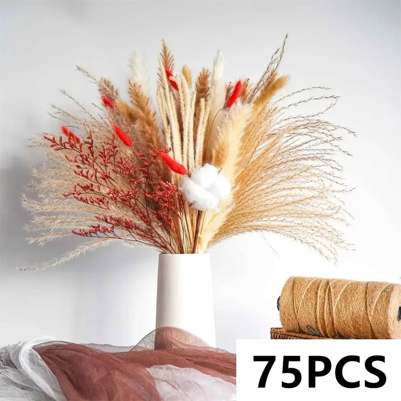 Pink White Dried Flower Bouquet Natural Pampas Gypsophila Wedding Centerpiece Nordic Boho Home 11
