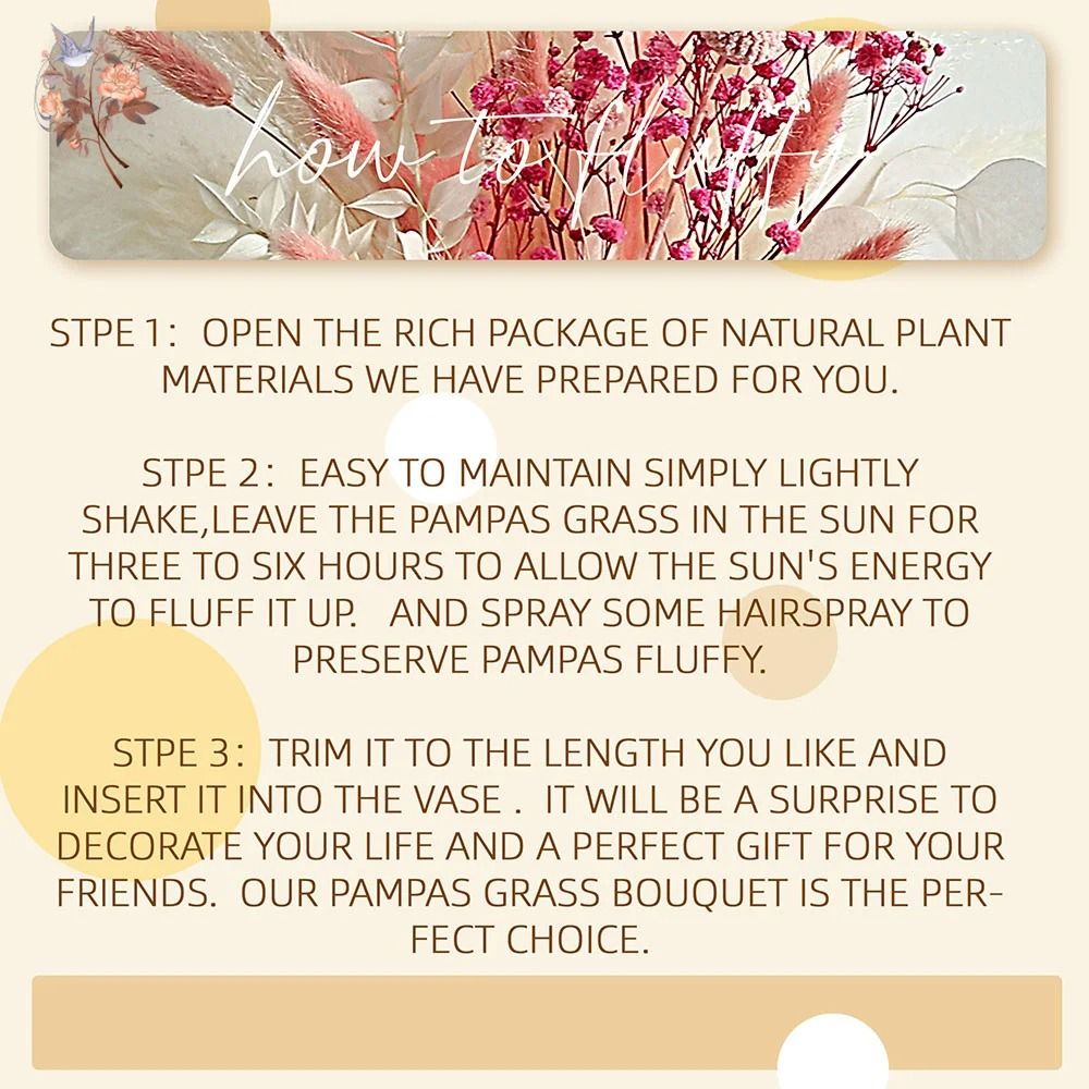 Pink White Dried Flower Bouquet Natural Pampas Gypsophila Wedding Centerpiece Nordic Boho Home 5