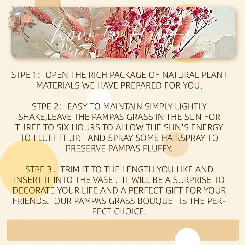 Pink White Dried Flower Bouquet Natural Pampas Gypsophila Wedding Centerpiece Nordic Boho Home 5