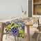 Blue Tile Lemon Linen Table Runner Summer Floral Dresser Scarf For Holiday Party Mediterranean Ho 2