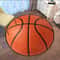 3D Basketball Round Rug Sporty Orange Black Flannel Decor NonSlip Home Floor Mat For Living Room 1