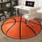 3D Basketball Round Rug Sporty Orange Black Flannel Decor NonSlip Home Floor Mat For Living Room 2