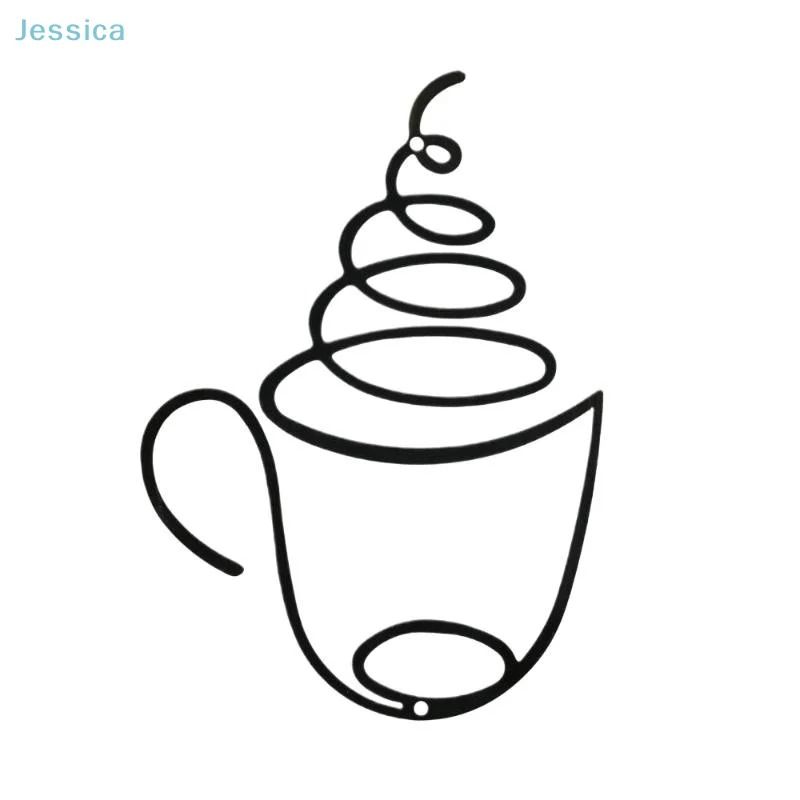 Metal Coffee Cup Wall Art Black Minimalist Decor For Kitchen Cafe Coffee Bar Modern Studio Sign 5