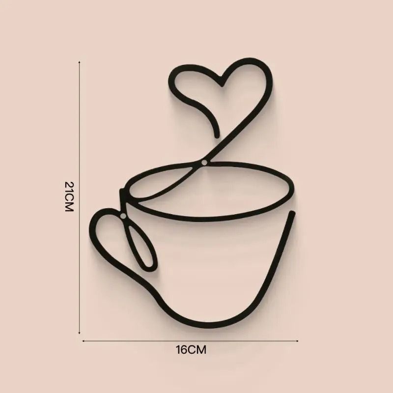 Metal Coffee Cup Wall Art Black Minimalist Decor For Kitchen Cafe Coffee Bar Modern Studio Sign 7
