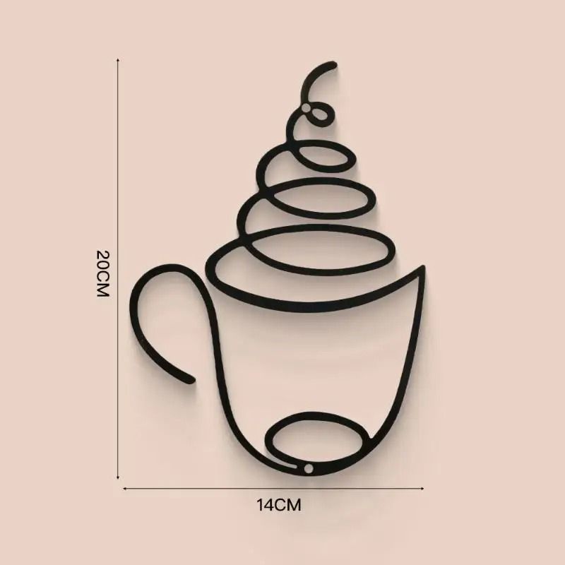 Metal Coffee Cup Wall Art Black Minimalist Decor For Kitchen Cafe Coffee Bar Modern Studio Sign 8