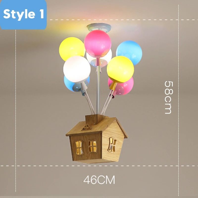Modern Balloon Sputnik Wooden Chandelier Whimsical Ceiling Light For Kids Room Living Dining Are 9
