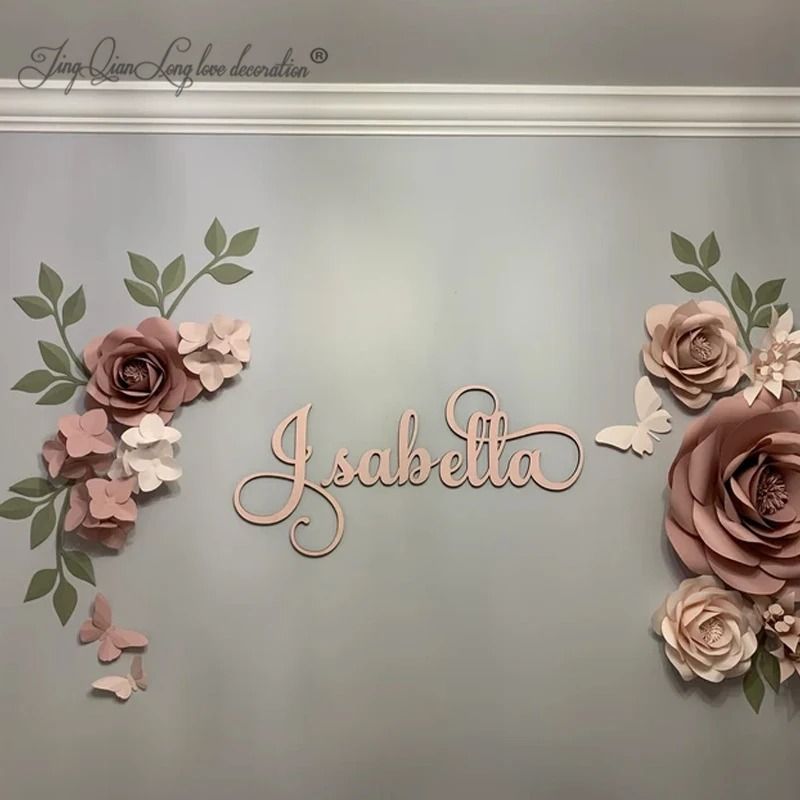 Custom Wooden Nursery Name Sign Personalized Large Wall Decor Bespoke Script Signage For Modern B 4