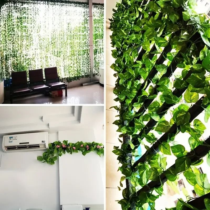 Artificial Green Ivy Vine Garland 2M Fake Leaf Rattan Hanging Creeper For Garden Wedding Wall Dec 5