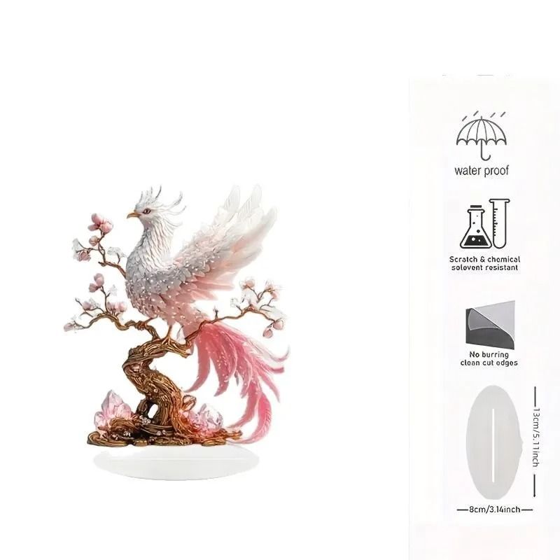Crystal Phoenix Art Statue 5 Acrylic Mythical Bird Sculpture Elegant Desktop Decor For Home Offi 4