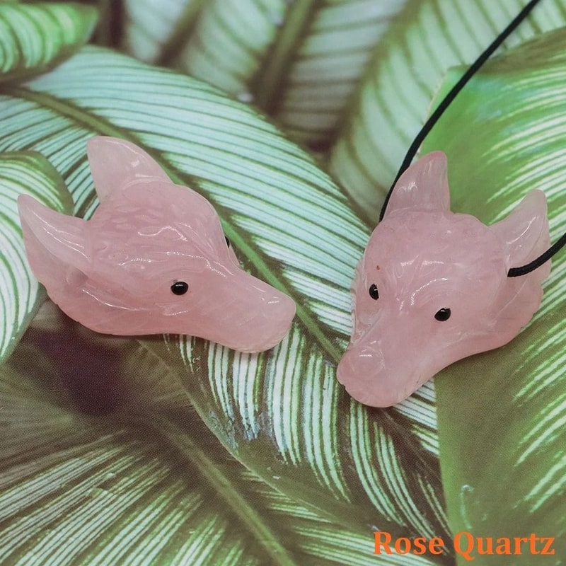 Wolf Head Crystal Pendant 15 HandCarved Natural Stone Healing Animal Figurine For Jewelry Decor 28