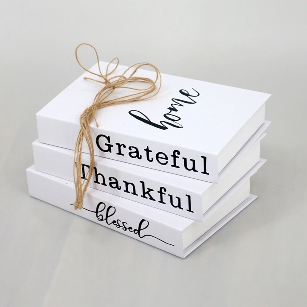 Modern White Fake Books Set Grateful Thankful Blessed Simulation Books Luxury Decor Props For Liv 9