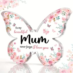 butterfly acrylic mum plaque | "to my beautiful mum" keepsake | mothers day & birthday gift home ornament