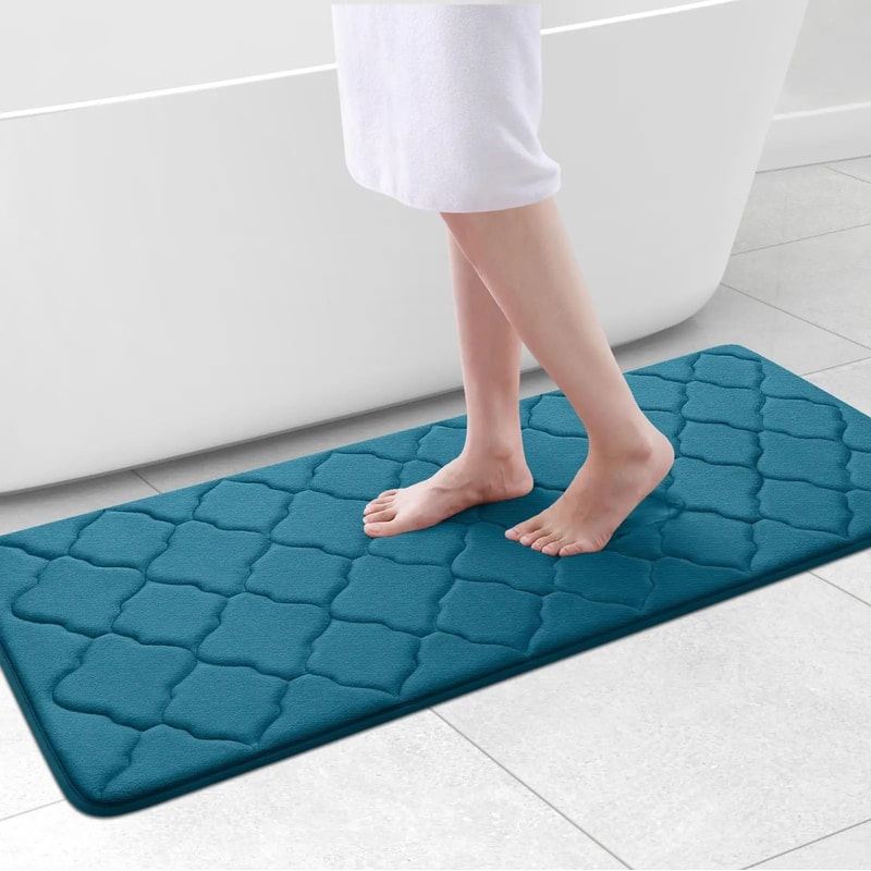 Homaxy Lattice Memory Foam Bath Mat NonSlip Absorbent Bathroom Rug Thick Soft Foam Floor Carpet F 19
