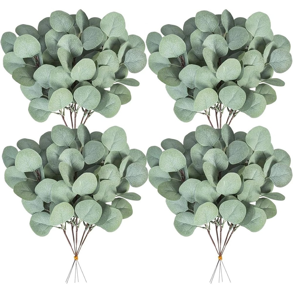 10Pcs Silk Eucalyptus Leaves Artificial Silver Dollar Greenery Faux Plants For Wedding Decor Hom 0