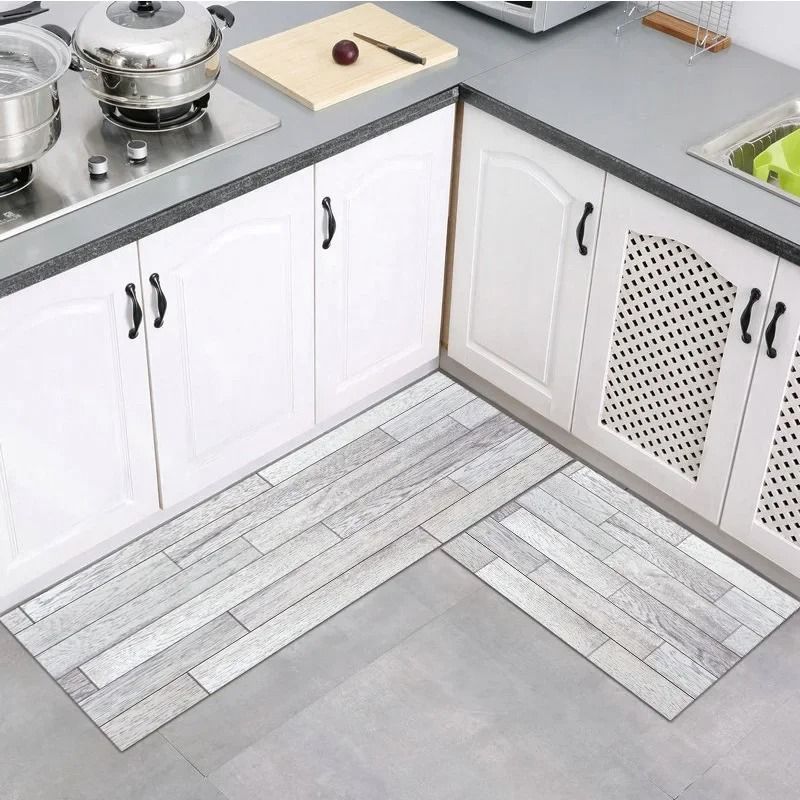 Modern Wood Grain Printed Floor Mat NonSlip Kitchen Bathroom Runner Minimalist Entrance Doormat 16