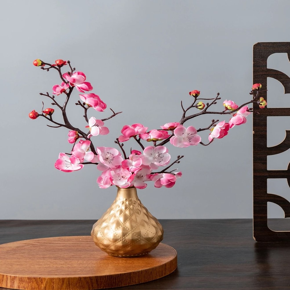 Spring Plum Blossom Peach Branch 29cm Silk Artificial Flowers Elegant Floral Stem For Wedding Ta 1