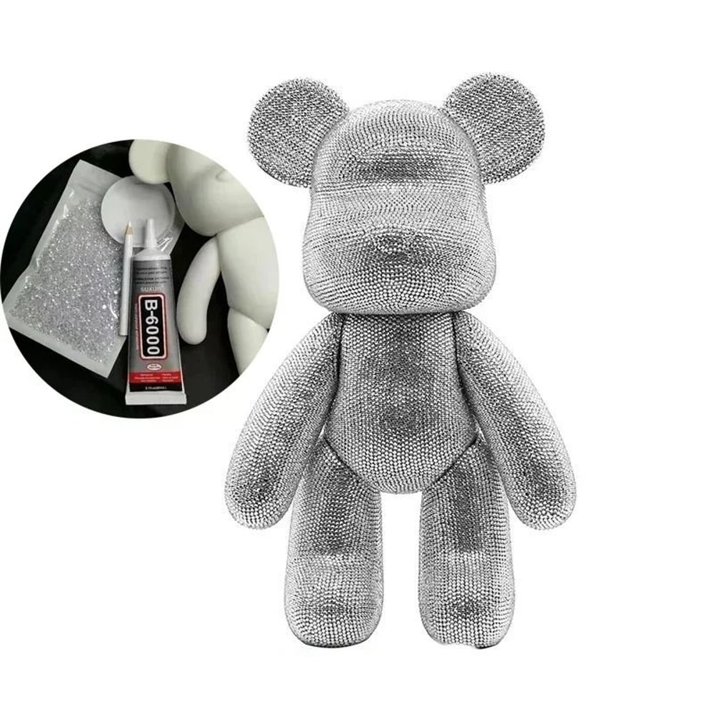 DIY Rhinestone Violent Bear Figurine Crystal Diamond Mosaic Statue Fluorescent Vinyl Doll Room De 18